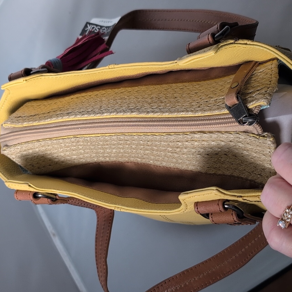 The Sak Kendra Leather Hobo Shoulder Bag Espadrille with Tassel in Sunlight - Picture 9 of 16